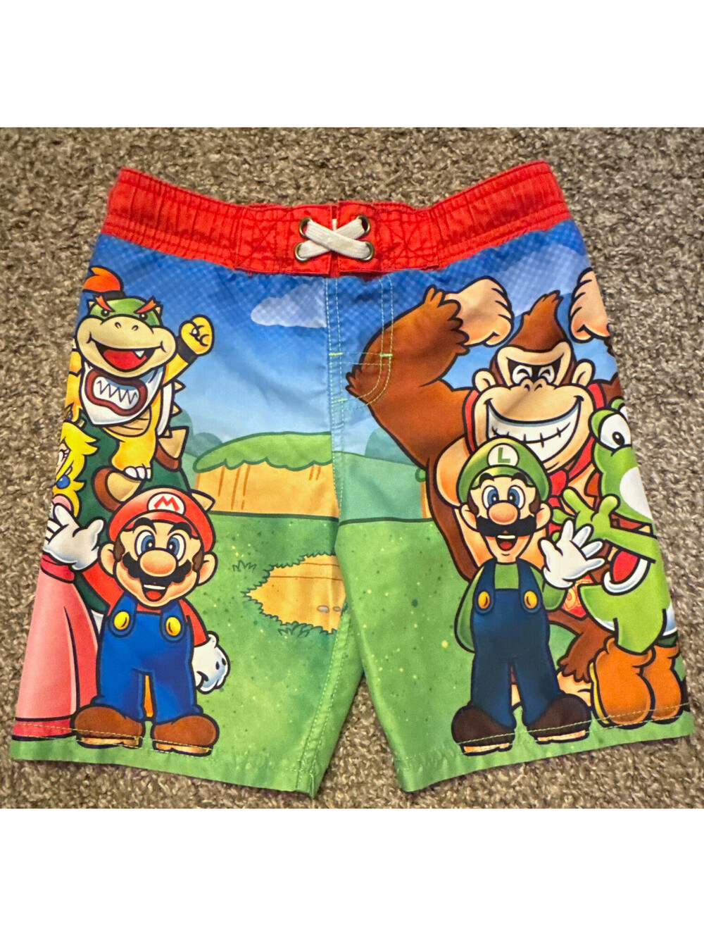 Boys XS Super Mario Swim Trunks Multicolor Graphic Print Lined Drawstring [COPY]